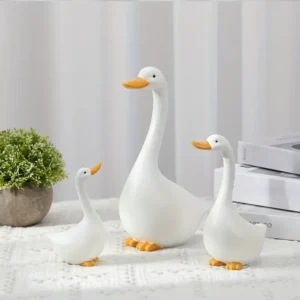 3-Piece Decorative Goose Resin Statue Set