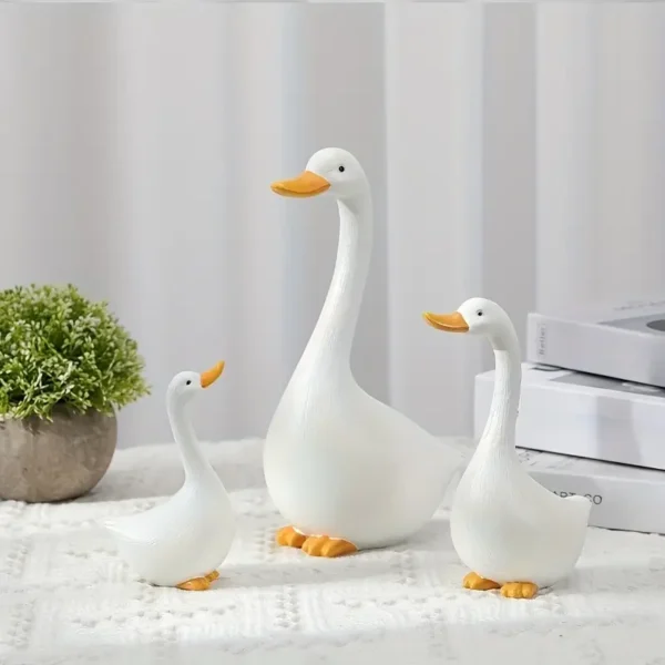 3-Piece Decorative Goose Resin Statue Set