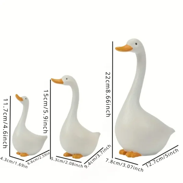3-Piece Decorative Goose Resin Statue Set