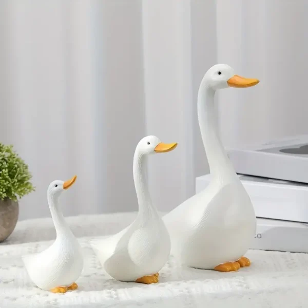 3-Piece Decorative Goose Resin Statue Set