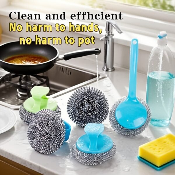 Stainless Steel Sponge Scrubber with Handle